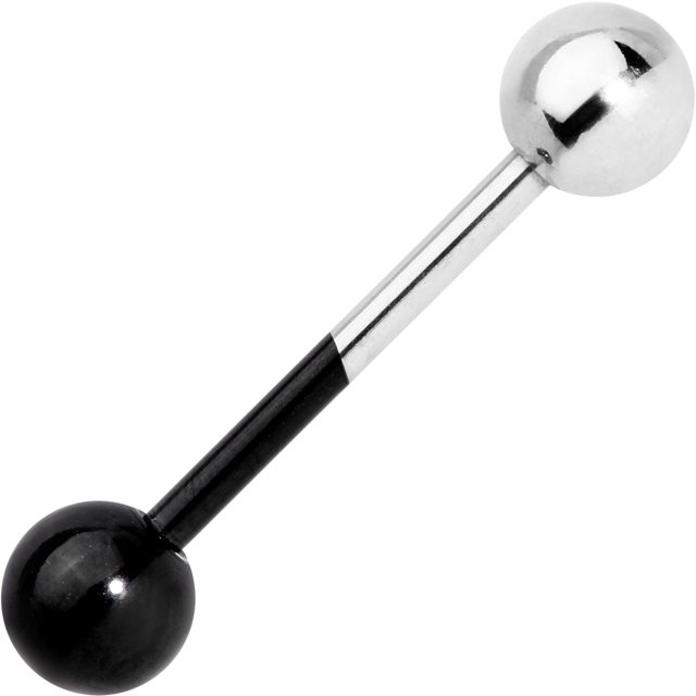 Body Candy Tongue Ring Nipplering Black Anodized Titanium Steel Two