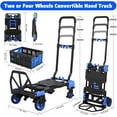 thumbnail image 3 of 2-in-1 Folding Hand Truck Dolly with Foldable Basket, Heavy Duty Dolly Cart with Rubber Wheels, 330 LBS Capacity Convertible Handcart with Retractable Handle,Portable Dolly For Luggage/Travel/Office, 3 of 7