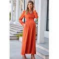 thumbnail image 3 of Vestido largo de maternidad OUGES manga larga con cuello en V naranja, 3 of 7