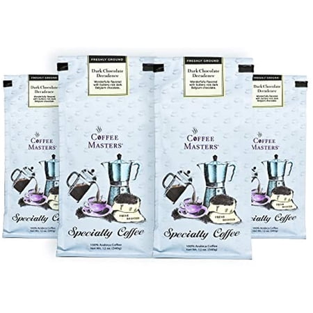 Coffee Masters Flavored Coffee  Dark Chocolate Decadence  Ground  12-Ounce Bags (Pack Of 4)