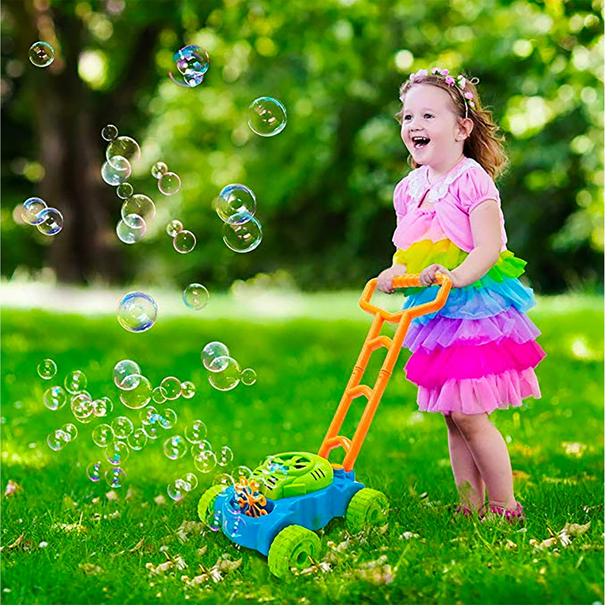 Bubble Lawn Mower Toy with Music and Real Lawn Mover Sounds Indoor and Outdoor Fun and Healthy Exercise for Kids Toddlers Girls and Boys