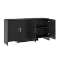 thumbnail image 3 of ROGALIS 60'' Sideboard Buffet Cabinet – Large Credenza with 4 Doors, Modern Arched Storage Cabinet for Living Room Dining Room, Space Saving Design for Kitchen Coffee Bar or Entryway, Black, 3 of 7