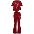 thumbnail image 3 of Tiijoy Girls Outfits Summer Bow Short Sleeve T-Shirt Flared Pants Set, Sizes 7-12, 3 of 3
