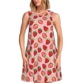 thumbnail image 1 of Vsdgher Robes d'Été Imprimé Fraises pour Femmes Robe de Plage Décontractée Col en U Sans Manches Robe d'Été Ample avec Poche, 1 of 7