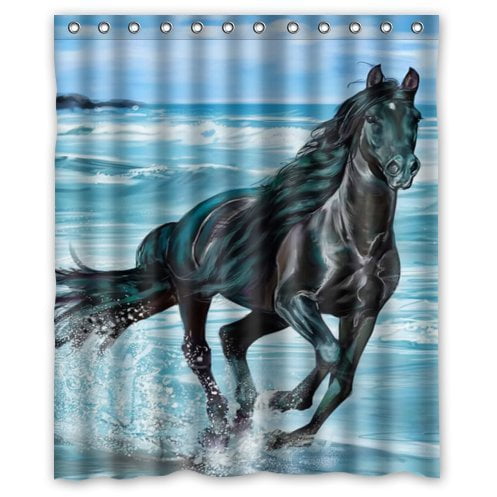 Details about   Running Horse Shower Curtain Polyester Fabric 60X79 INCH Bath Curtain & Hooks 