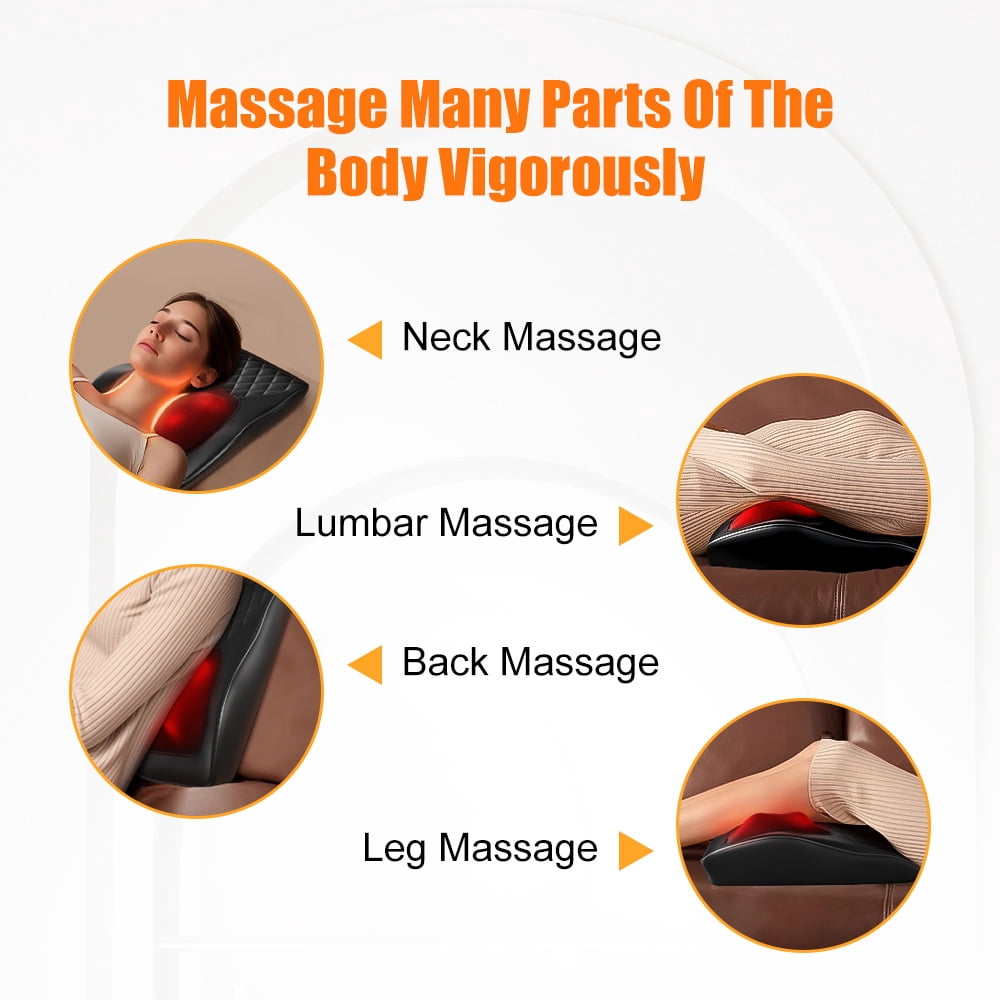 Nuvrek Shiatsu Neck and Shoulder Massager Pillow with 3D Deep Tissue Kneading
