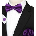 thumbnail image 2 of SURJDE Mens Solid Color Pre-tied Bow Tie and Pocket Square Cufflink Set, 2 of 4