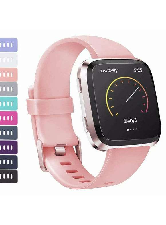 Compatible with Fitbit Versa 2/Versa/Versa Lite Edition/Versa Special Edition Bands, Upgrade Replacement Wristbands for Fitbit for Women Men Large for 6.7"-8.1" wrist, Pink