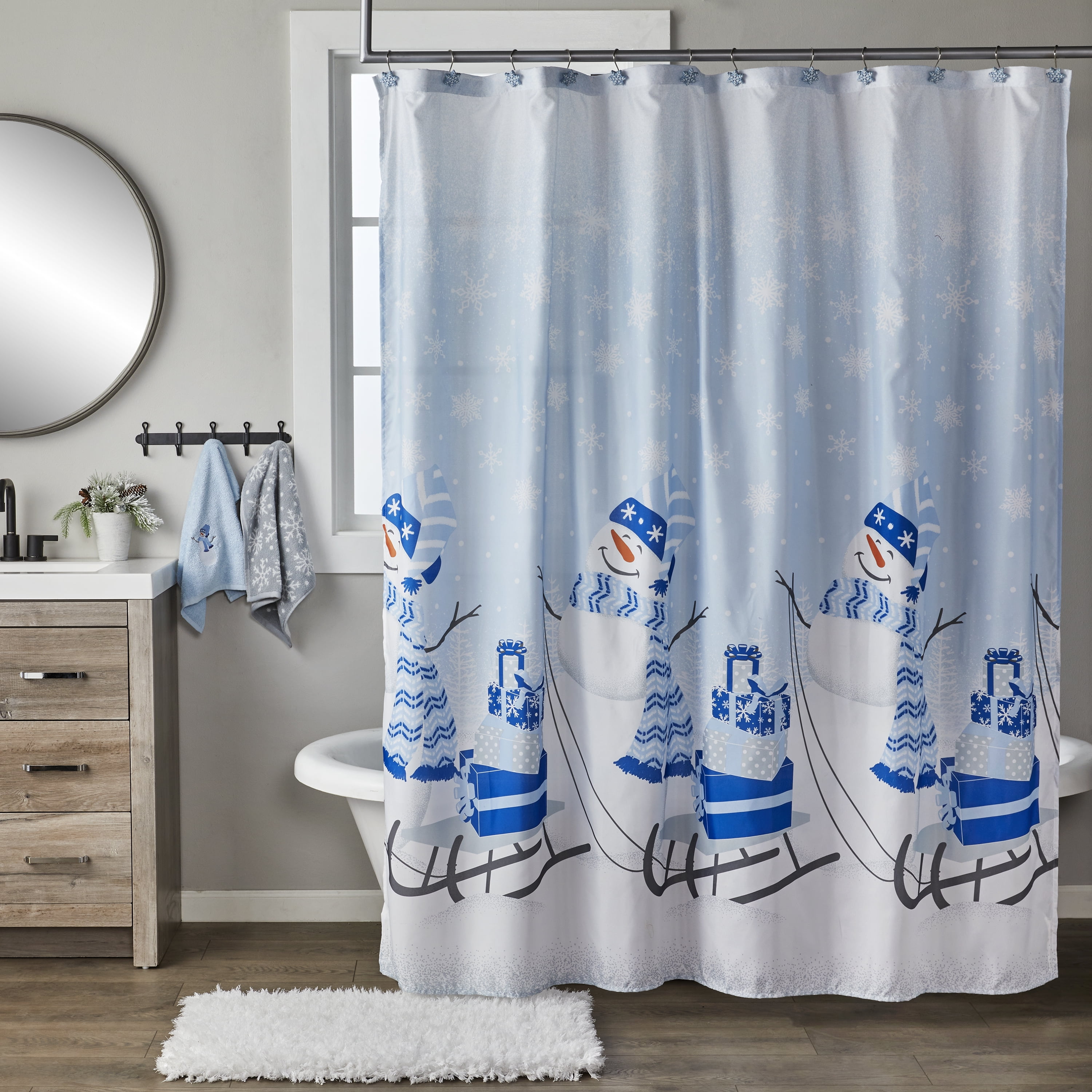 Hathor Temple and Galaxy Bathroom Polyester Fabric Shower Curtain Set 71inch 