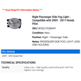 thumbnail image 2 of Right Passenger Side Fog Light - Compatible with 2009 - 2011 Honda Pilot 2010, 2 of 2