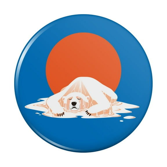Global Warming Polar Bear Melting Kitchen Refrigerator Locker Button Magnet