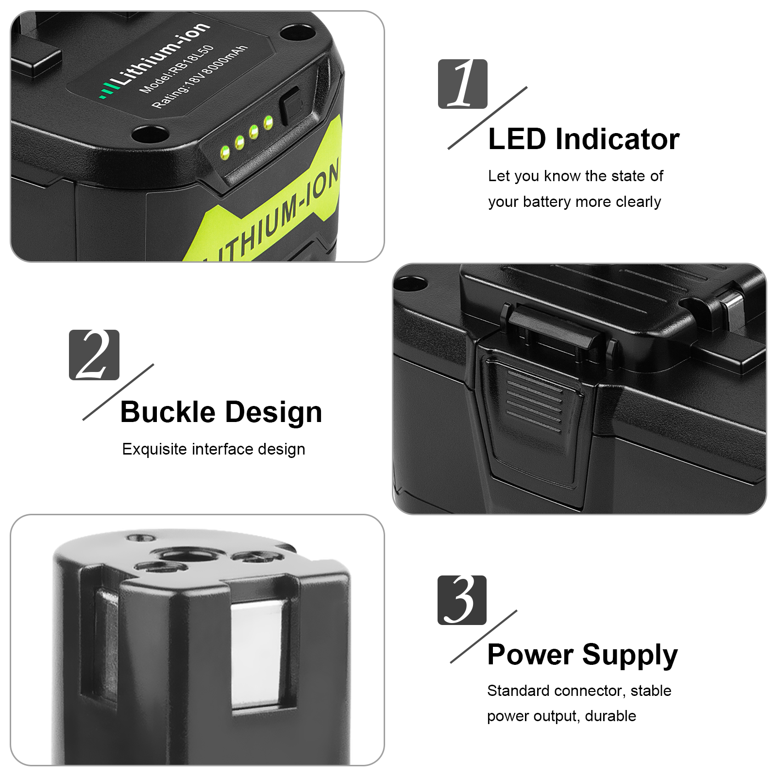 8.0Ah For RYOBI P108 18V 8.0 Plus High Capacity Battery 18 Volt Lithium-Ion New