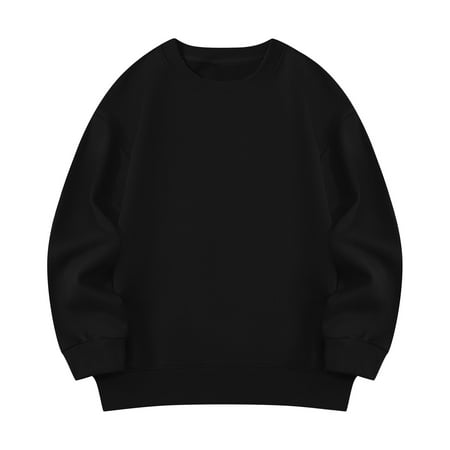 

Kopltyrfg Kids Casual Soft Basic Crewneck Sweatshirt for Boys Girls Cotton Long Sleeve Pullover Sport Tops Shirts Black 160