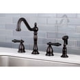 thumbnail image 4 of Kingston Brass KS1795PKLBS Duchess Double-Handle 4-Hole Widespread Kitchen Faucet with Brass Sprayer in Oil Rubbed Bronze, 4 of 8