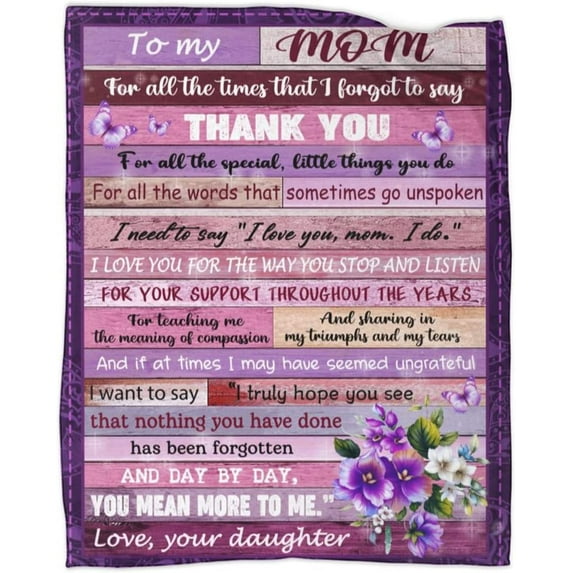 To My Mom Throw Blanket,Mother's Day Blanket,Soft Micro Fleece Blankets Birthday Gifts for Bed Couch Travel Beach