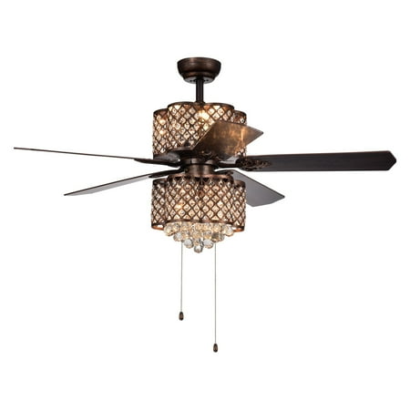 Quincy 6-light Crystal 5-blade 52-inch Rustic Bronze ...