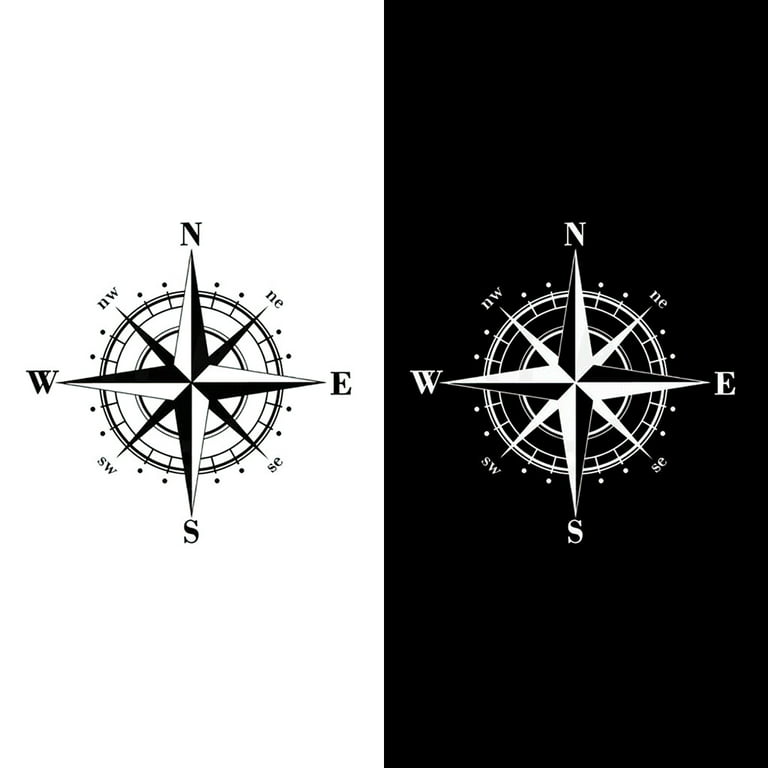 ZUARFY 15cm*15cm Art Design Vinyl NSWE Compass Car Stickers Decals Black/ White 