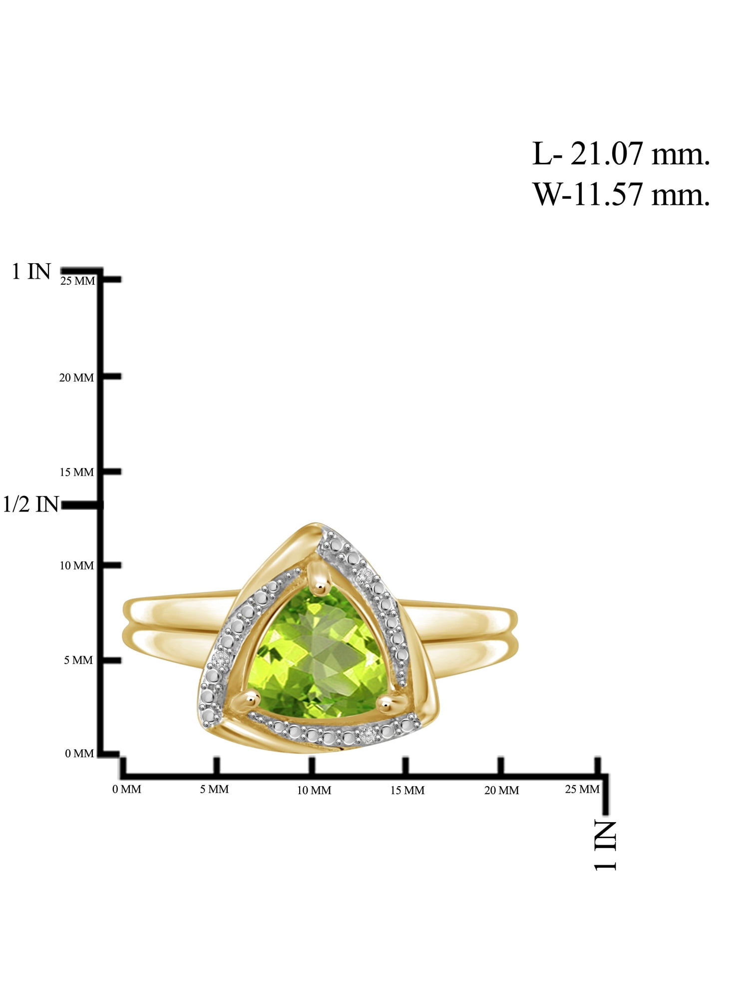 1 1/2 Carat T.G.W. Peridot And White Diamond Accent 14k Gold Over Silver Ring