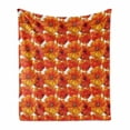 thumbnail image 1 of Orange Soft Flannel Fleece Throw Blanket, Big Flourishing Bohemian Poppies on the Antique Background Graphic Design, Cozy Plush for Indoor and Outdoor Use, 50" x 60", Burnt Orange White, by Ambesonne, 1 of 5