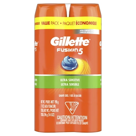 Gillette Fusion Ultra Sensitive Hydra Gel Men's Shave Gel Twin Pack, (Best Heated Shaving Cream Dispenser)