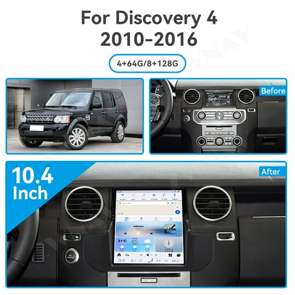 ZWNAV 10.4 Inch Android 13 Car Radio for Land Rover Discovery 4 2010-2016 Stereo Upgrade Tesla Style IPS Touch Screen Android Auto GPS Navigation Head Unit Multimedia Player