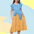 thumbnail image 1 of WILLBEST Fondos para Vestidos de Mujer, Vestido de Fiesta con Estampado de Mangas Abullonadas para Niñas Adolescentes, Vestido de Fiesta de Baile para Niños 196 150, 1 of 3