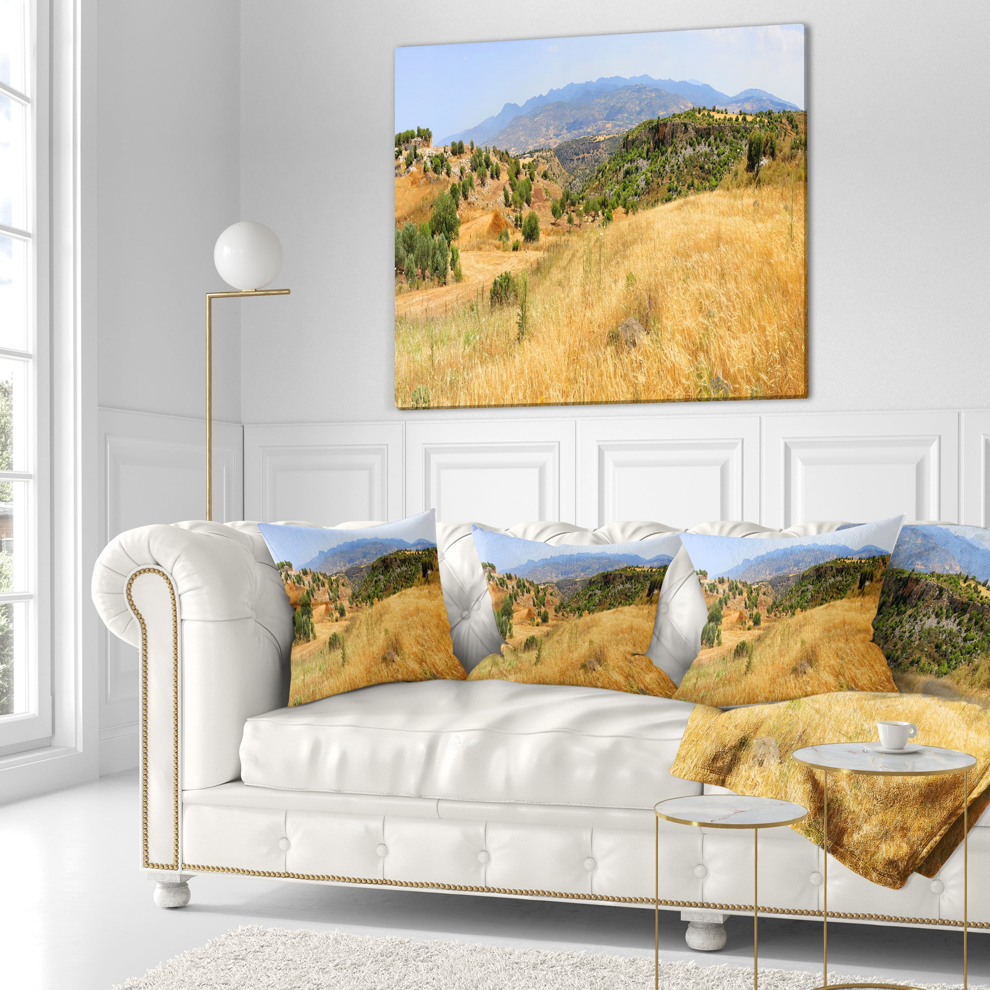 Designart Cyprus Landscape Panoramic View - Landscape Printed Throw Pillow - 18x18