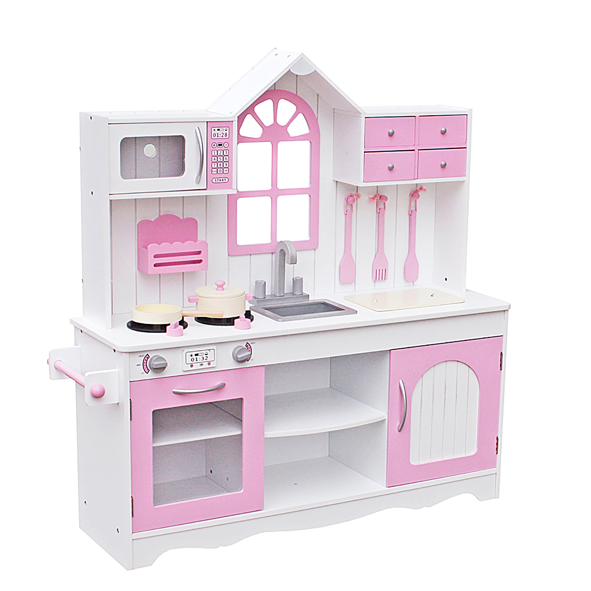 Wholesale Wooden Montessori Modern Baby Kitchen Ware Play House Pink Little  Cute kitchen toys From m.