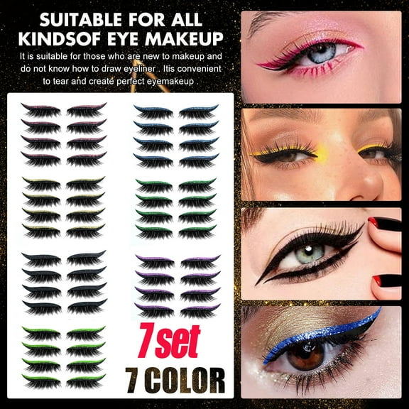 GHSOHS 28 Pairs Eyelashes Stickers Reusable Colorful Glitter False Eyelashes Lash Extension Stickers Party Stage Use Thick Lash Clusters Makeup
