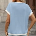 thumbnail image 6 of Womens Summer Color Block T-Shirts Cap Sleeve Ribbed Tees Casual Basic Crew Neck Loose Fit Tops, 6 of 7