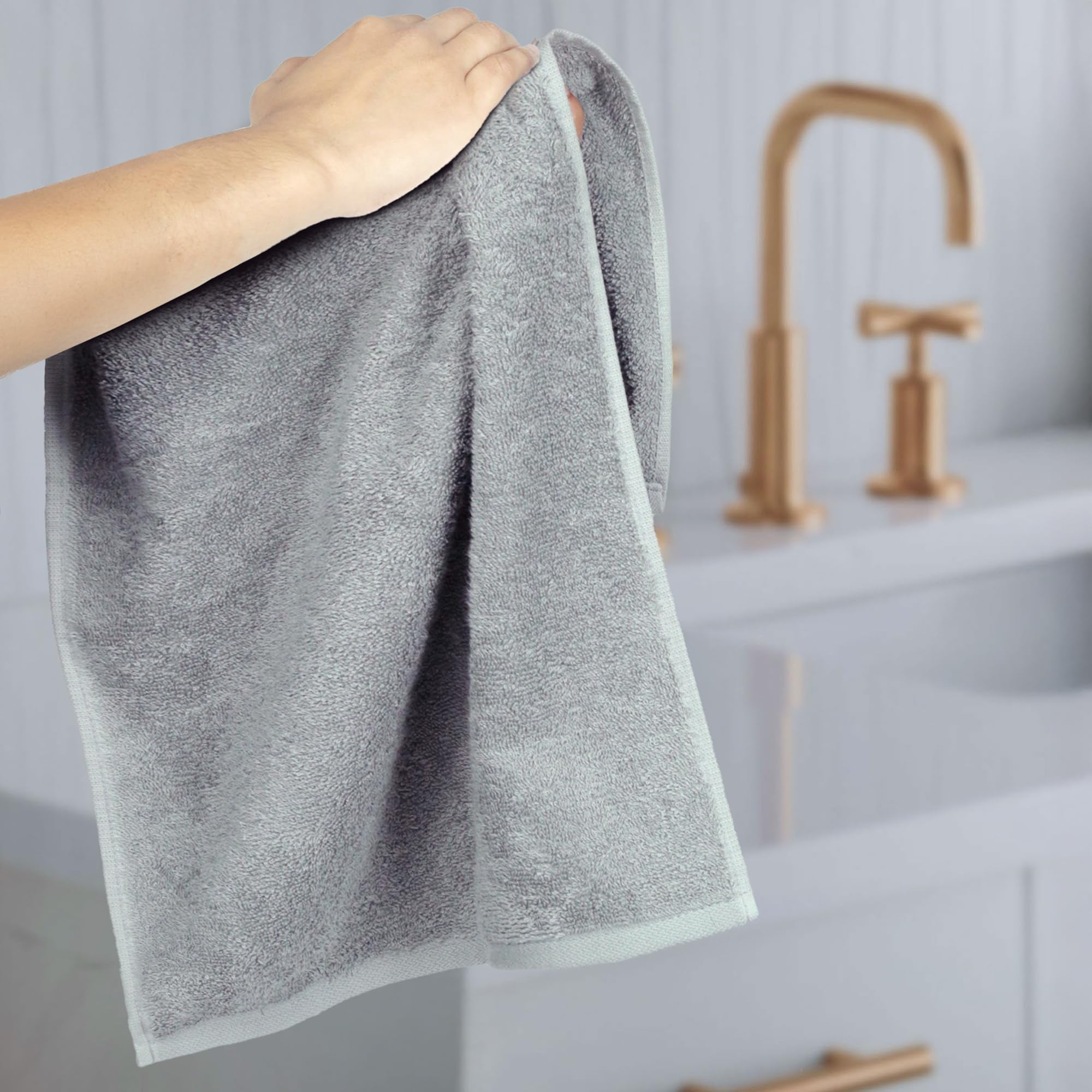 Soft Thick Cotton Hand Towels, 16 x 26 Inches, White, Absorbent Towels for Bathroom, Kitchen & Gym
