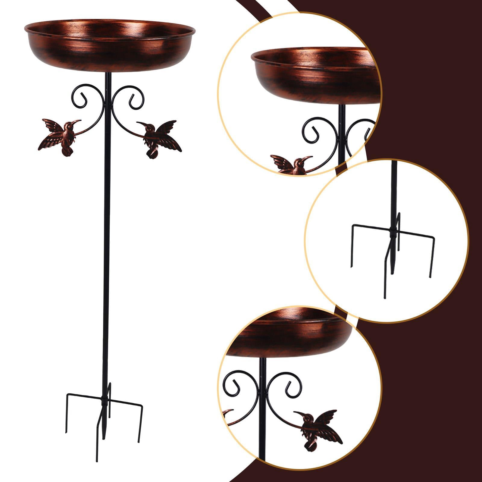 koolsoo Iron Bird Bath Bowl Water Bowl Gift Landscape with Garden Stake Bird Feeder Tray for Fence Outside Balcony Porch Housewarming