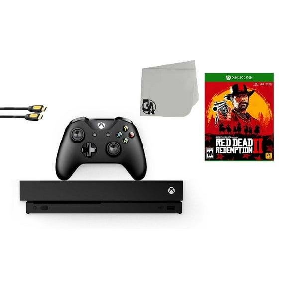 Restored Microsoft Xbox One X 1TB Gaming Console Black with Red Dead Redemption 2 BOLT AXTION Bundle (Refurbished)