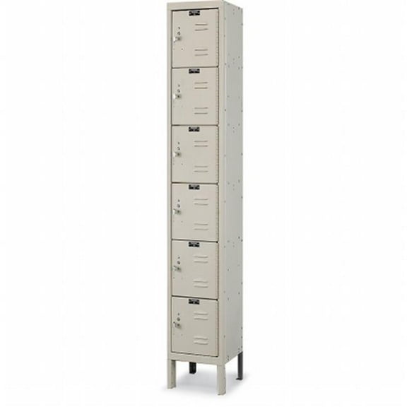 Hallowell U1228-6A-PT Hallowell Premium Locker, 12 in. W x 12 in. D x 78 in. H, 729 Parchment, 6-Tier, 1-Wide, Assembled