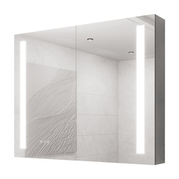Aluminum Bathroom LED Medicine Cabinet with Dimmable Anti-Fog LED Vanity Mirror, 36 x 30 inch Wall Mounted Storage Cabinet with Touch Control