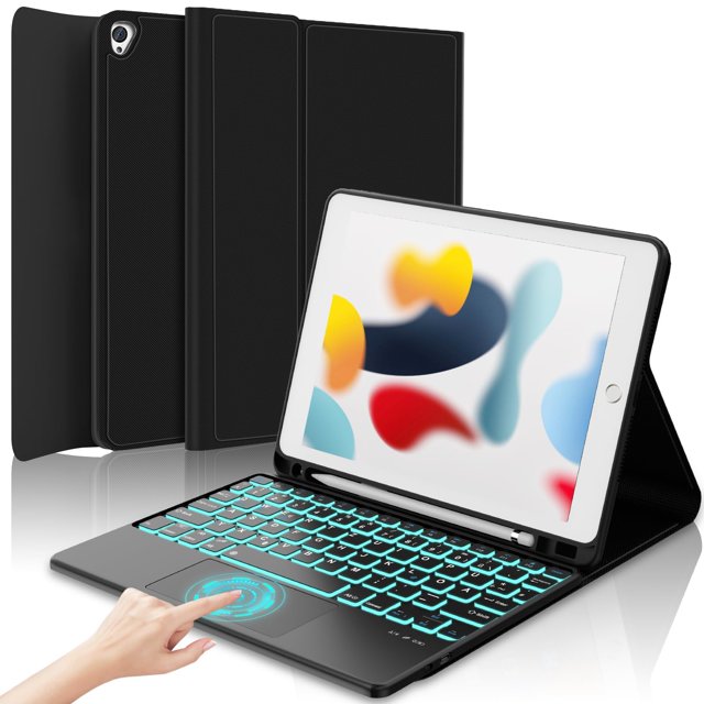 Funda con teclado táctil BORIYUAN para iPad de 9.ª, 8.ª y 7.ª generación 10.2