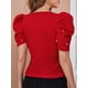 thumbnail image 2 of Blusa Casual de Manga abullonada para Mujer con Abertura en la Espalda Perlas rojas M Perlas rojas M Xishao ropa, 2 of 2