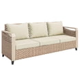 thumbnail image 2 of Outsunny Rattan Wicker Sofa 3-Seater Outdoor Patio Sofa with Cushions for Garden Backyard Porch Beige, 2 of 9