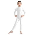 thumbnail image 2 of Xnihocha Kids Boys Girls Mock Neck Long Sleeve Unitard Leotard Full Length Body Suit Gymnastics Dance wear Ivory 9-10, 2 of 7