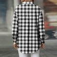 thumbnail image 3 of HAiming Womens Plaid Shirt Long Sleeve Button down Oversize Collar Jacket Business Casual Blouse Tops, 3 of 3