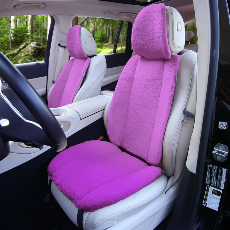TLH Purple Doe16 Faux Rabbit Fur Car Seat Cushions, for most Cars, Trucks,  SUVs or Vans