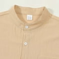 thumbnail image 4 of Men Linen Shirts,Solid Color Stand Collar Long Sleeve Button Down Shirts,Autumn Winter Office Business Work Blouses Comfort Breathable Cotton Linen Tees Casual Loose Tops with Pocket, 4 of 8