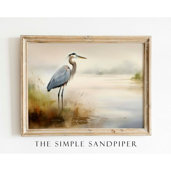 Modroom Sandhill Crane Coastal Art, Tranquil Seascape Bird Print, Wildlife Wall Art, Modern Wall Decor, 8x12 UNFRAMED