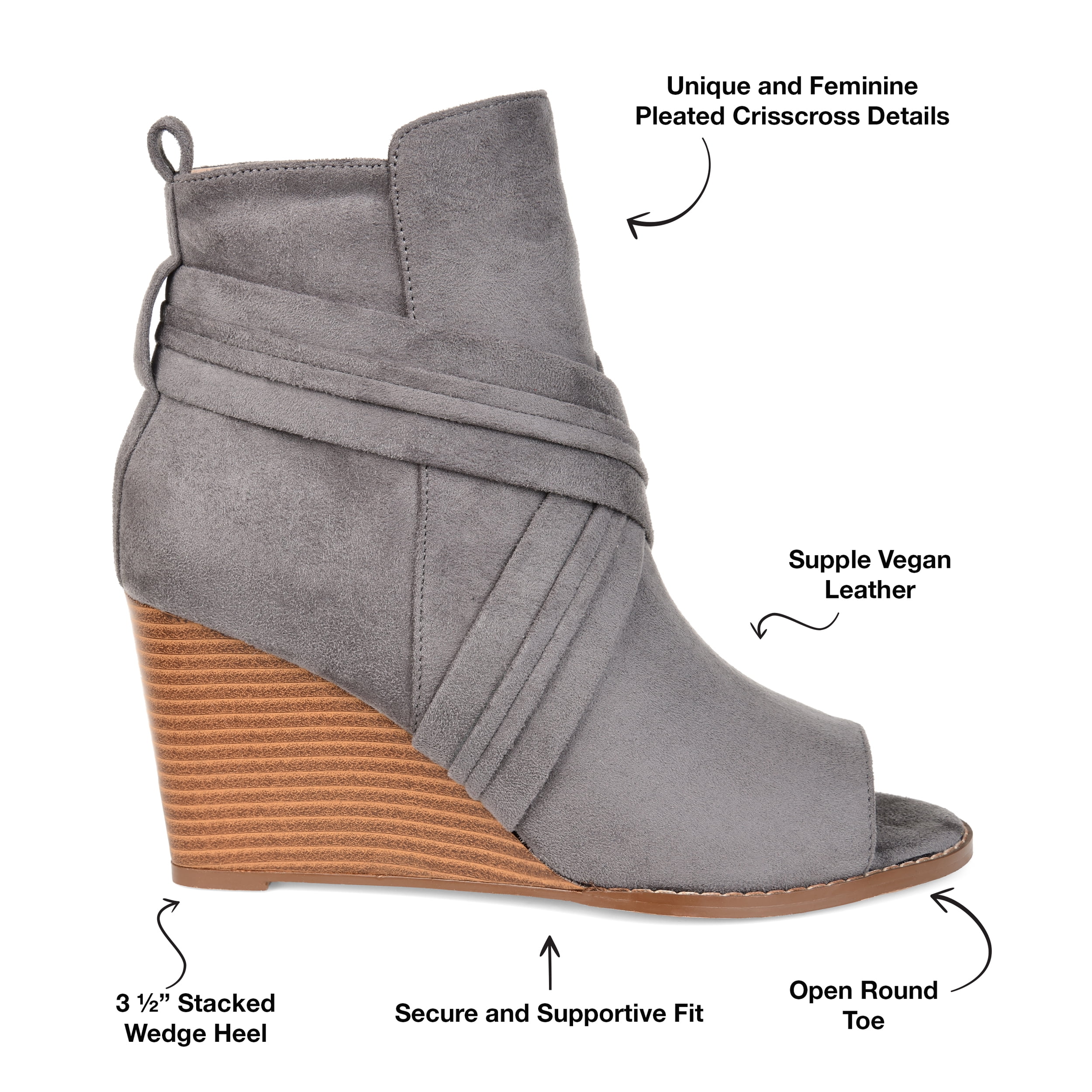 Journee Womens Sabeena Inside Zip Open Toe Wedge Booties