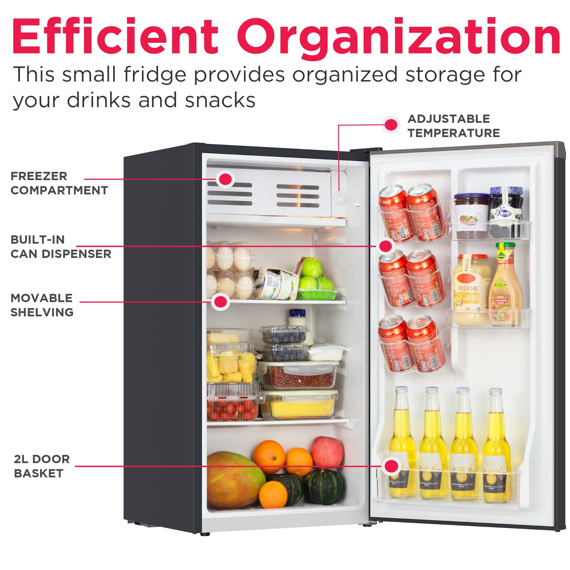 Frigidaire 3.2 Cu. ft. Compact Refrigerator with Chiller Compartment, Mini Fridge for Office, Bedroom, Dorm Room or Cabin, Slate