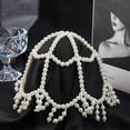 thumbnail image 3 of 1pc ABS Imitation Pearl Mesh Headpiece Cap Head Chain Party Hair Accessories for Women White 270x8mm, 3 of 5