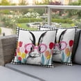 thumbnail image 2 of Outdoor Waterproof Pillow Covers Easter Bunny Tulip Black Palid Decorative Throw Pillow Protectors,Pillowcase Cushion Cases for Patio Sofa Garden Couch,16x16in,Pack of 2, 2 of 14
