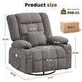 thumbnail image 2 of JONPONY Oversized Massage Swivel Recliner Chair with 4-Point 3D Kneading Massage and Heat for Living Room with Rocking Function 2 Cup Holders, USB Charge Port，Grey, 2 of 9