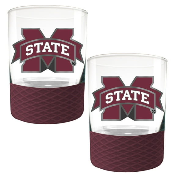 Mississippi State Bulldogs 2-Pack 14oz. Rocks Glass Set with Silcone Grip