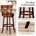 thumbnail image 6 of SUMMIT LIVING Wood Swivel Bar Stool Set of 4, Bar Height Kitchen Stool with Open X Back, 30 inch Upholstered Pub Chair, Walnut, 6 of 10